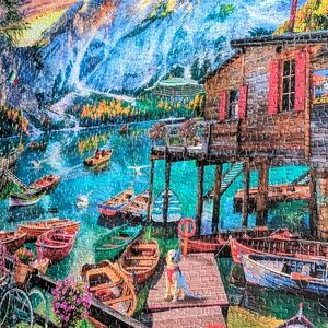 Scenic Lakeside Puzzle - Vibrant Multicolor Jigsaw